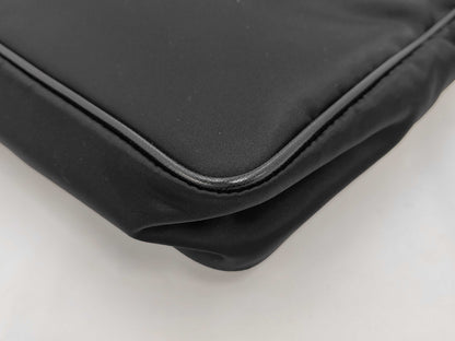PRADA Nylon/Leather Triangle Logo Plate Shoulder Bag