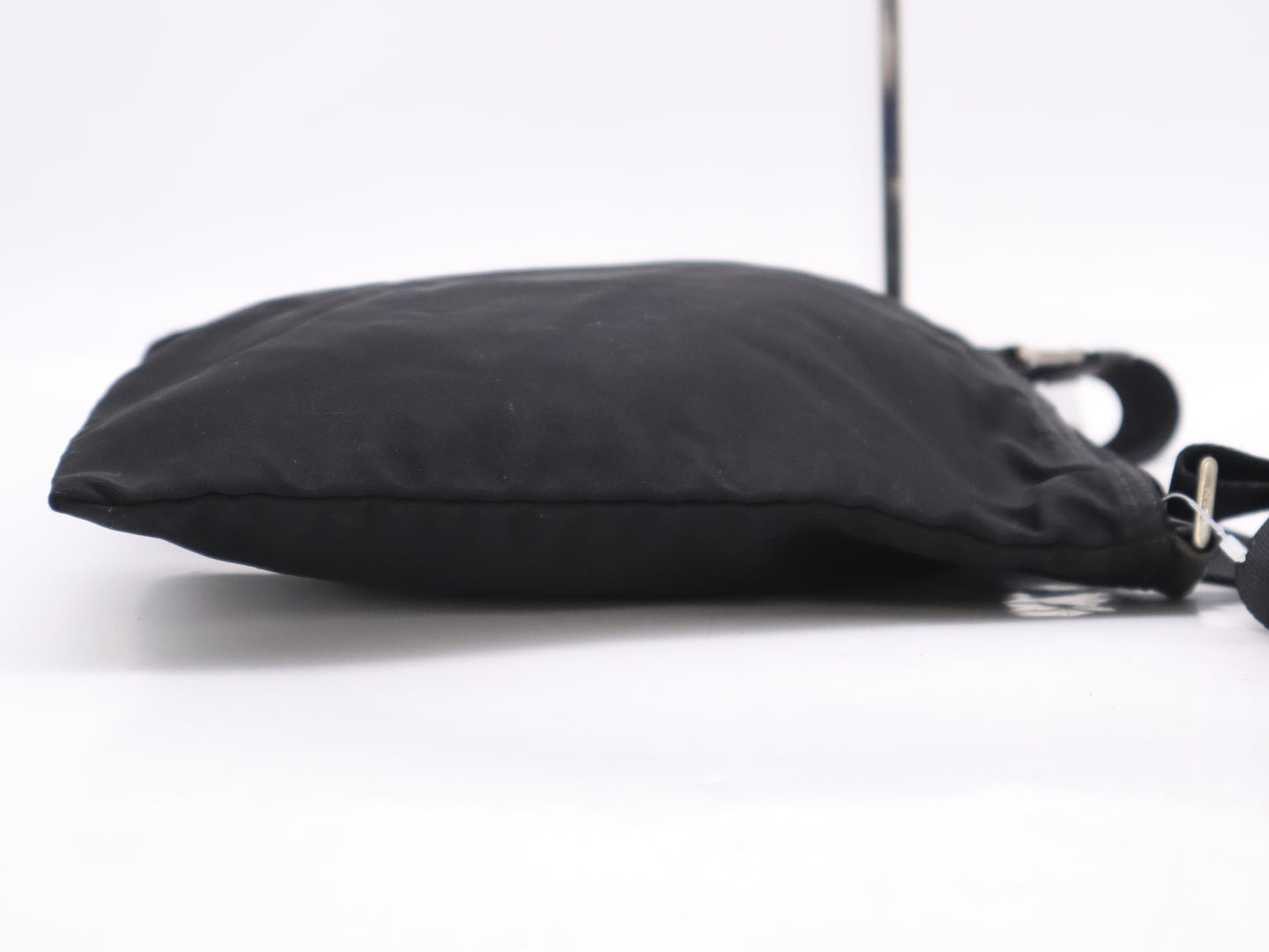 PRADA nylon triangle logo black shoulder bag