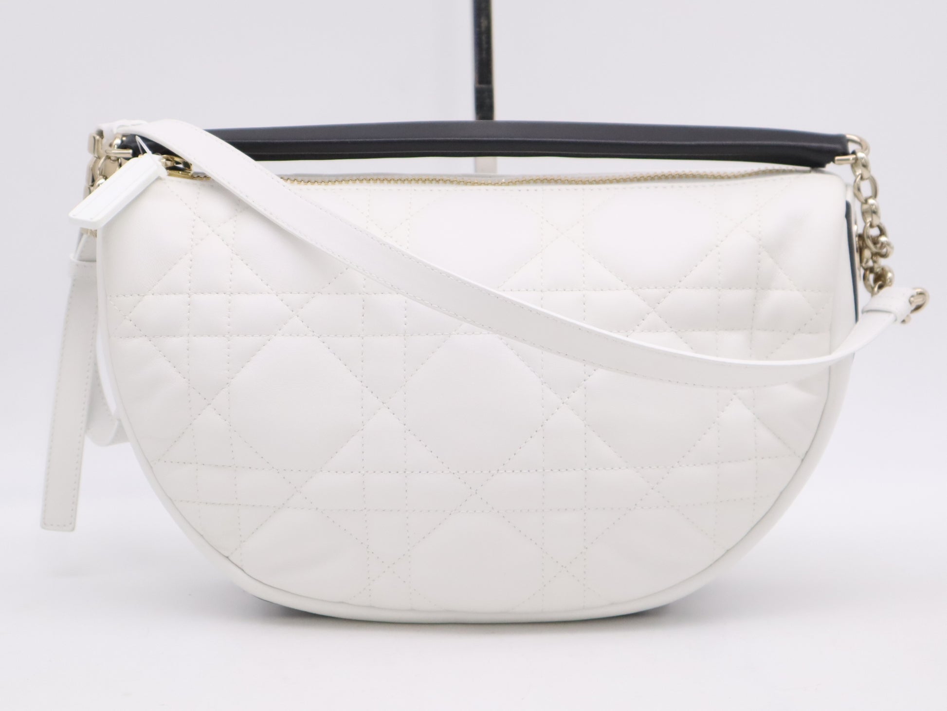 Dior VIBE Medium Hobo Cannage White Shoulder Bag