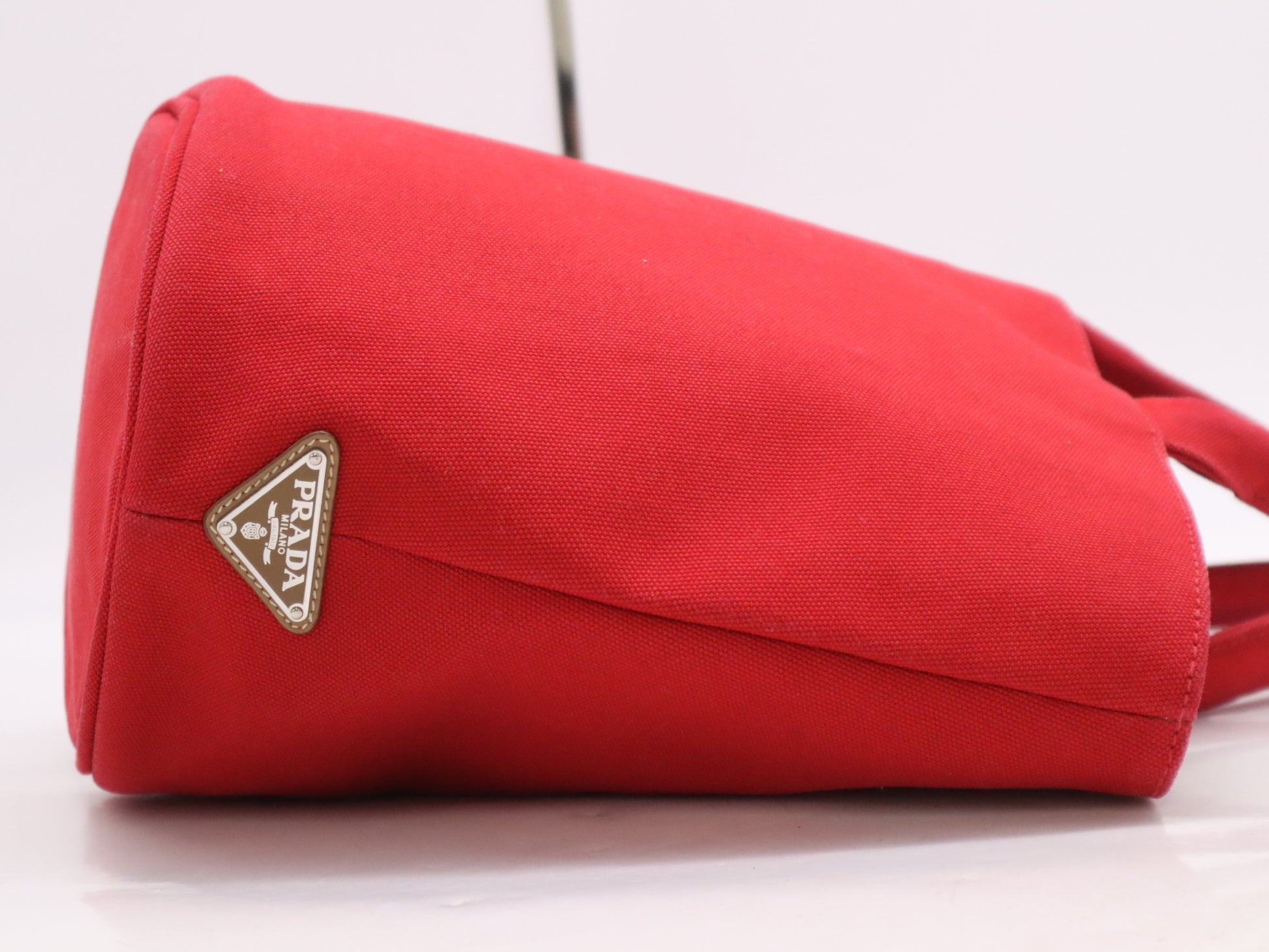 PRADA Canvas Canapa Red Handbag with Pouch and Dust Bag