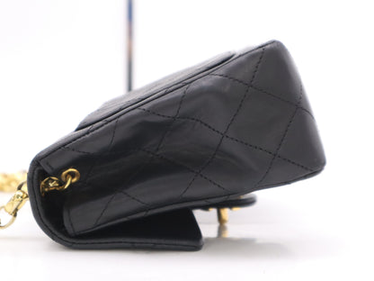 CHANEL Leather Mini Mattrasse S Flap S Chain GD Hardware Black Seal Indistinct Shoulder Bag