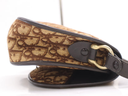 Dior Canvas Leather Trotter Beige Brown Shoulder Bag