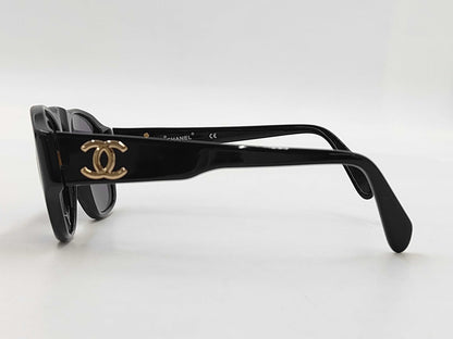  CHANEL Plastic Sunglasses with Coco Mark, Black, Case Included