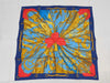 HERMES Silk Carré 90 Soleil de Soie Silk Sun Blue Yellow Scarf with Box