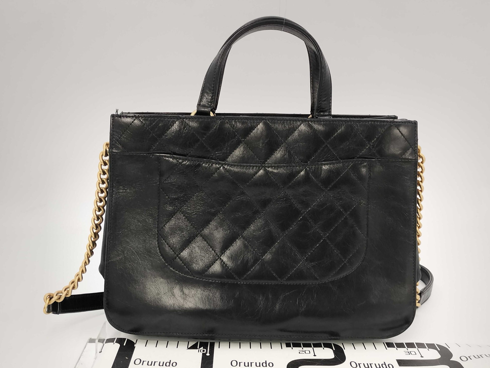 CHANEL Leather Matlassse 2-Way Handbag GD Hardware Black with Strap and Storage Bag Seal 23772512 Shoulder Bag