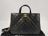 CHANEL Leather Matlassse 2-Way Handbag GD Hardware Black with Strap and Storage Bag Seal 23772512 Shoulder Bag
