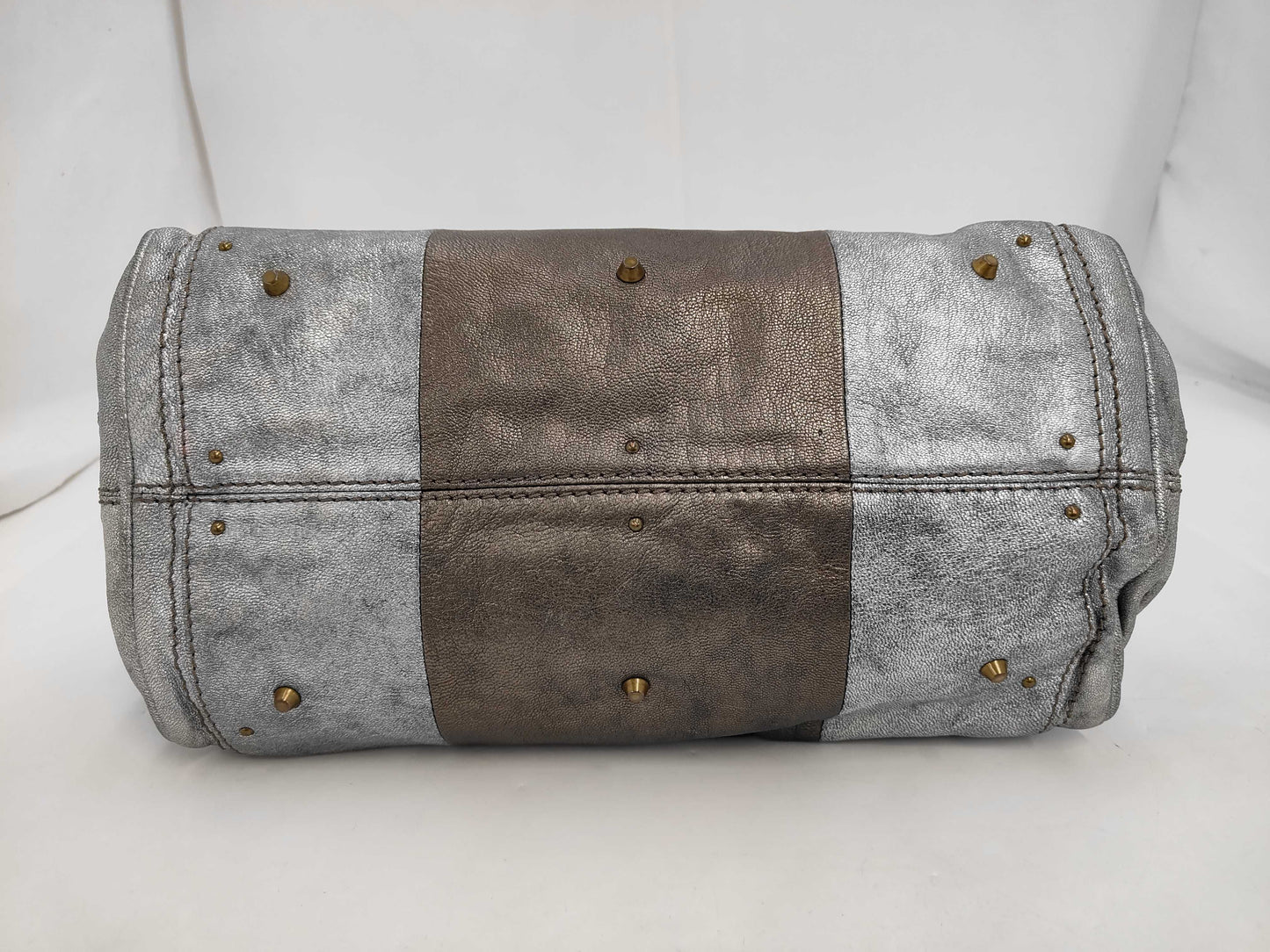 Chloe Leather Paddington Handbag in Silver with Padlock and Key