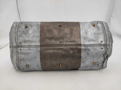 Chloe Leather Paddington Handbag in Silver with Padlock and Key