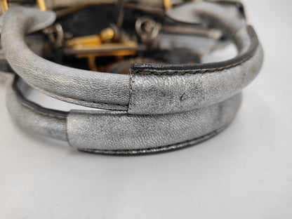 Chloe Leather Paddington Handbag in Silver with Padlock and Key