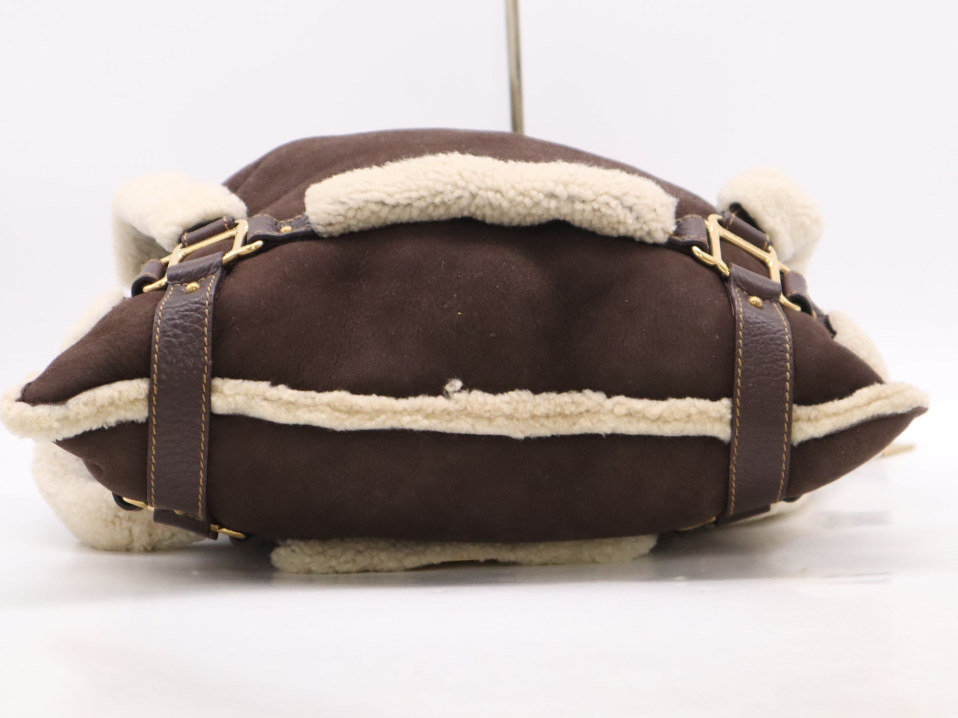 DOLCE&GABBANA Leather Mouton Suede Brown Shoulder Bag with Guarantee Card