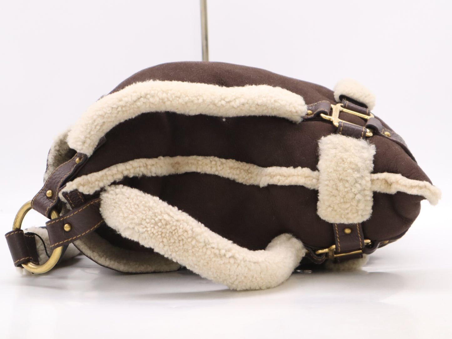 DOLCE&GABBANA Leather Mouton Suede Brown Shoulder Bag with Guarantee Card