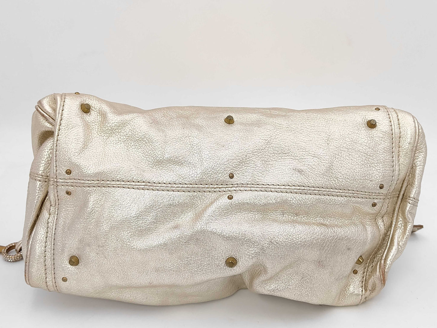 Chloe Leather Paddington Handbag in Gold with Padlock and Key