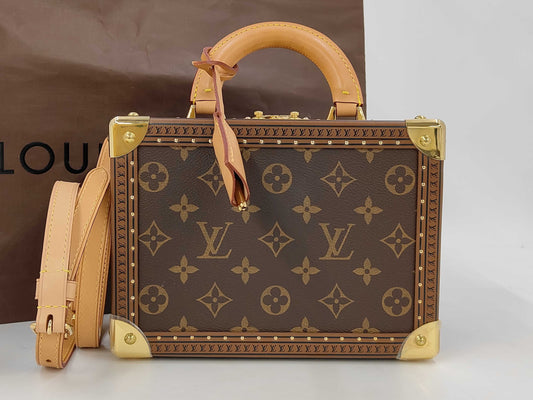 LOUIS VUITTON M20468 Monogram Petite Valise RFID-Verified Handbag with Shoulder Strap, Cloche, and Two Keys