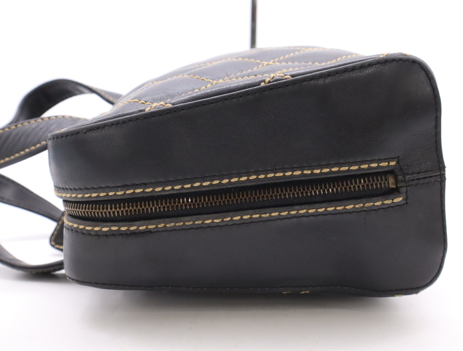 CHANEL Wild Stitch Coco Mark Leather Black Seal 6976191 Handbag