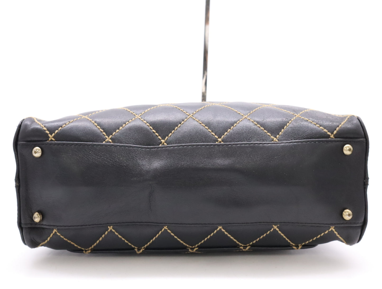 CHANEL Wild Stitch Coco Mark Leather Black Seal 6976191 Handbag