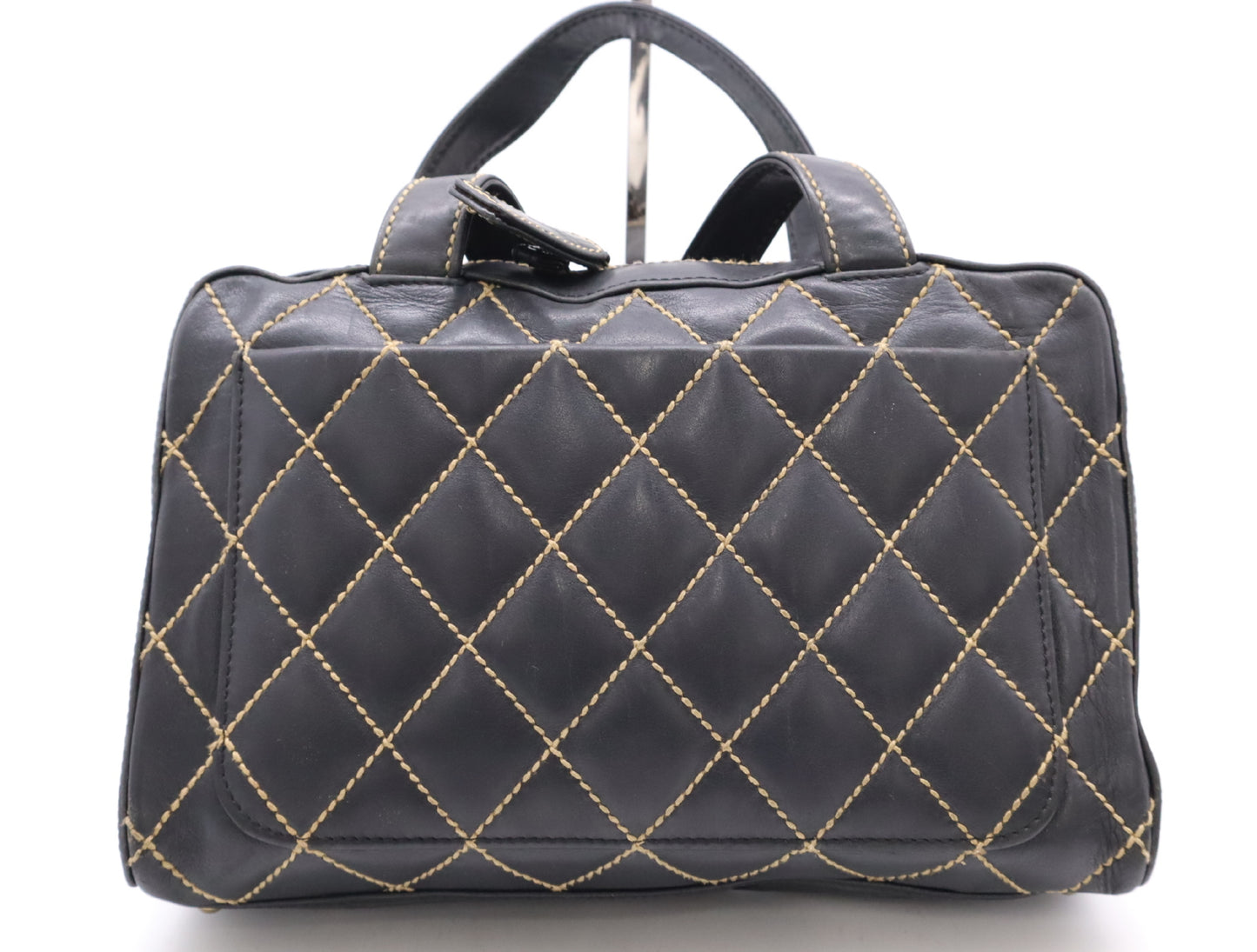 CHANEL Wild Stitch Coco Mark Leather Black Seal 6976191 Handbag