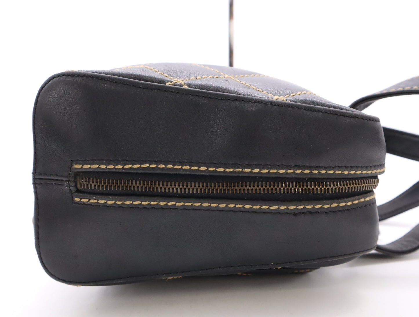 CHANEL Wild Stitch Coco Mark Leather Black Seal 6976191 Handbag