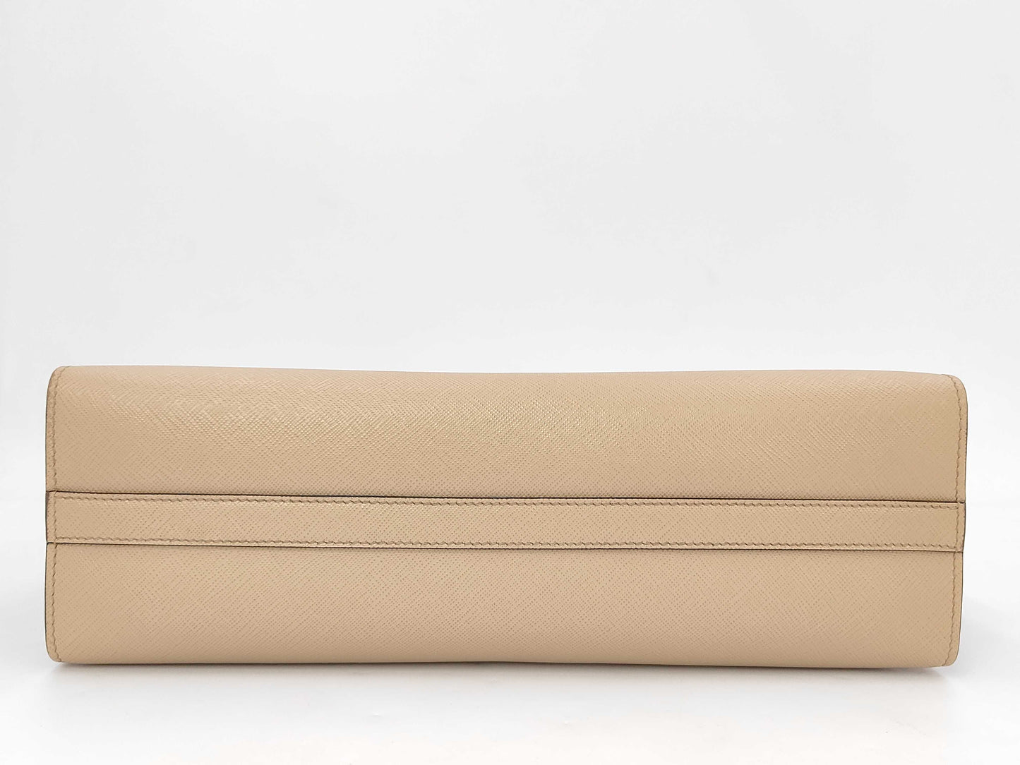 PRADA 1BA337 Saffiano Leather Large 2-Way Tote Bag, Beige, with Strap