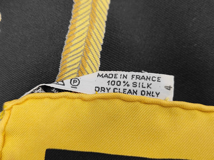 HERMES Silk Carré 90 LES ARMES DE PARIS Paris Coat of Arms Black Yellow Scarf
