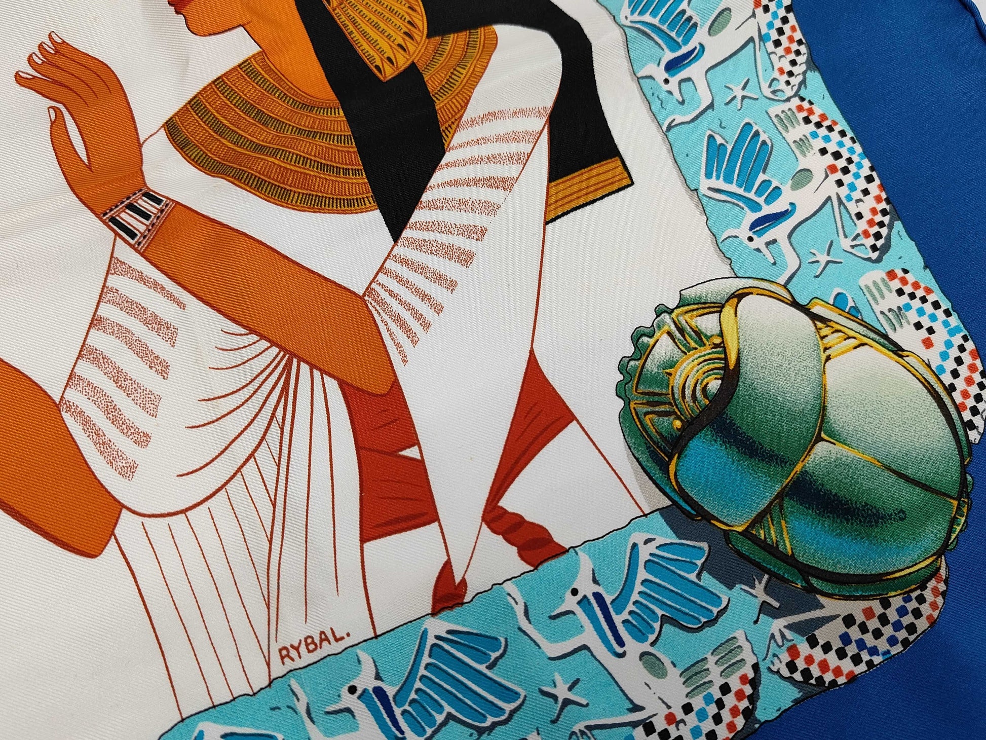 HERMES Silk Carré 90 RAMSES Ramses Blue Multicolor Scarf