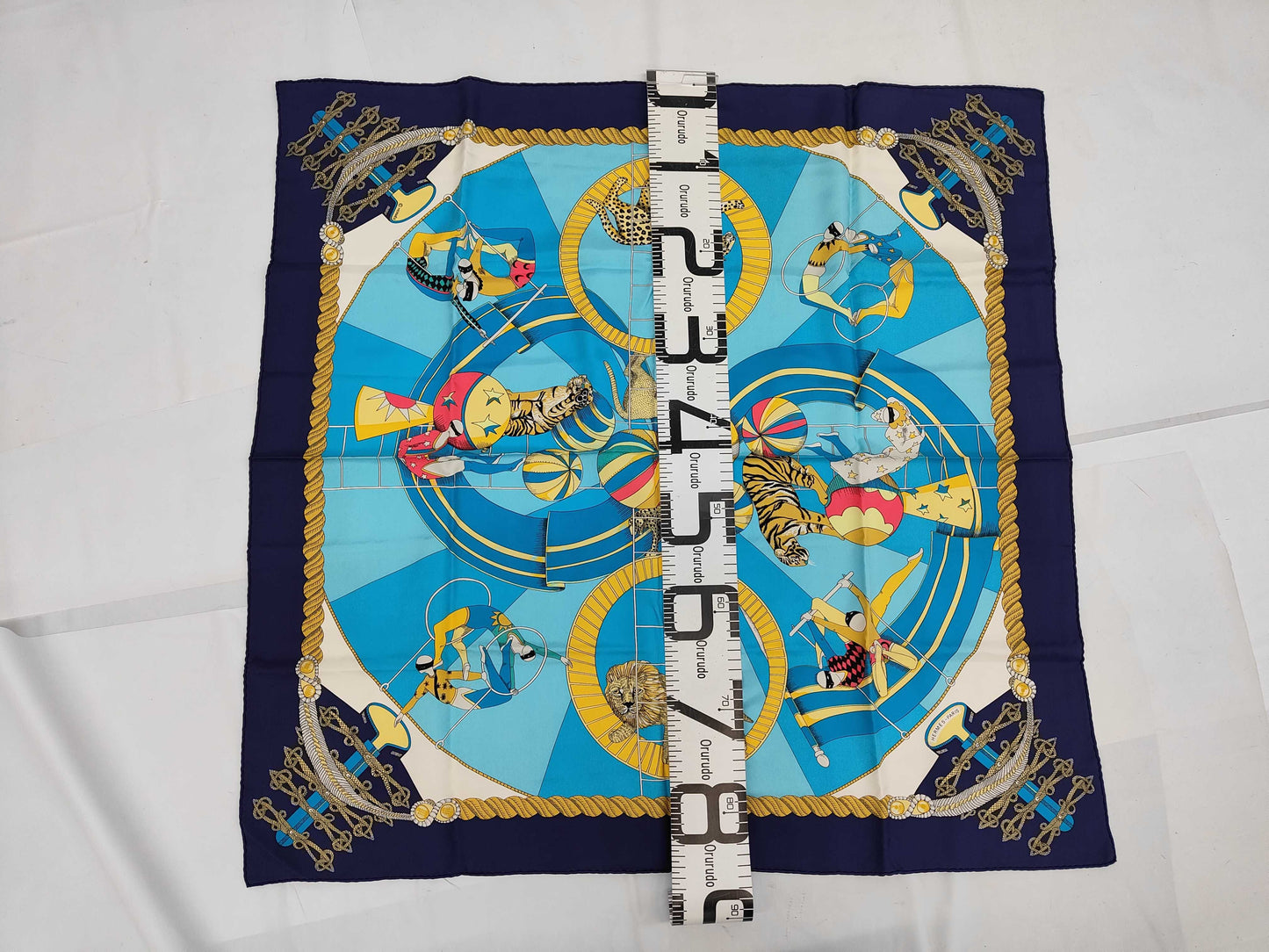 HERMES Silk Carré 90 Circus Blue Multicolor Scarf