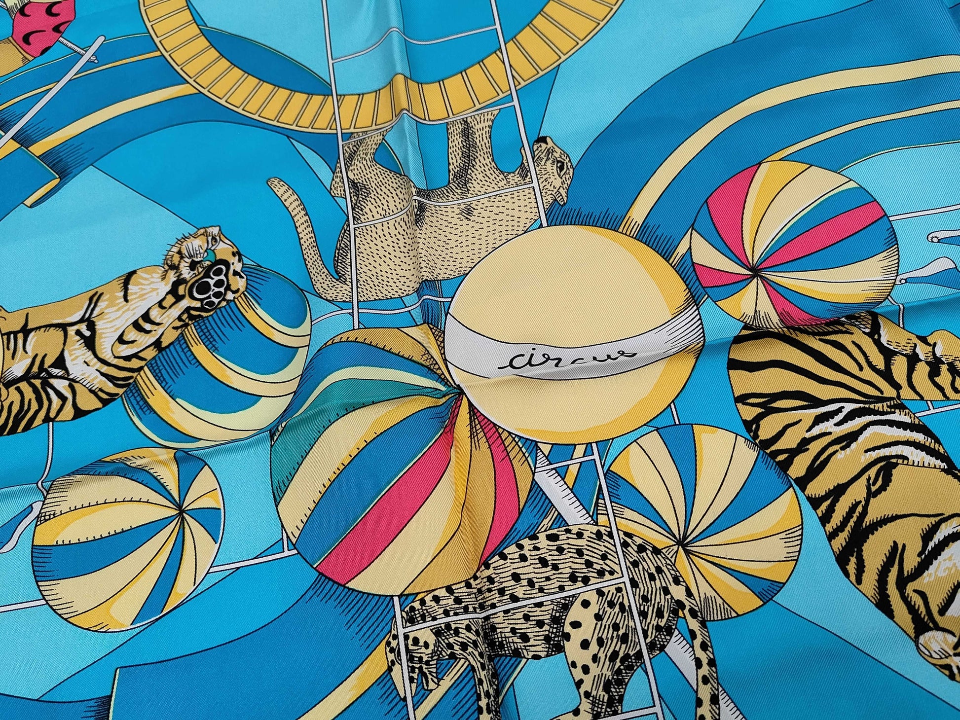 HERMES Silk Carré 90 Circus Blue Multicolor Scarf