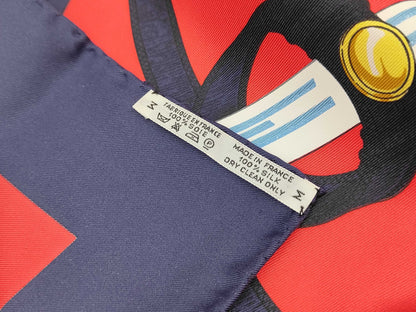 HERMES Silk Carré 90 Eperon dor Golden Spur Red Yellow Black Scarf