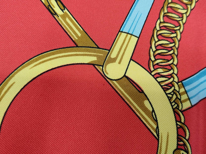 HERMES Silk Carré 90 Eperon dor Golden Spur Red Yellow Black Scarf