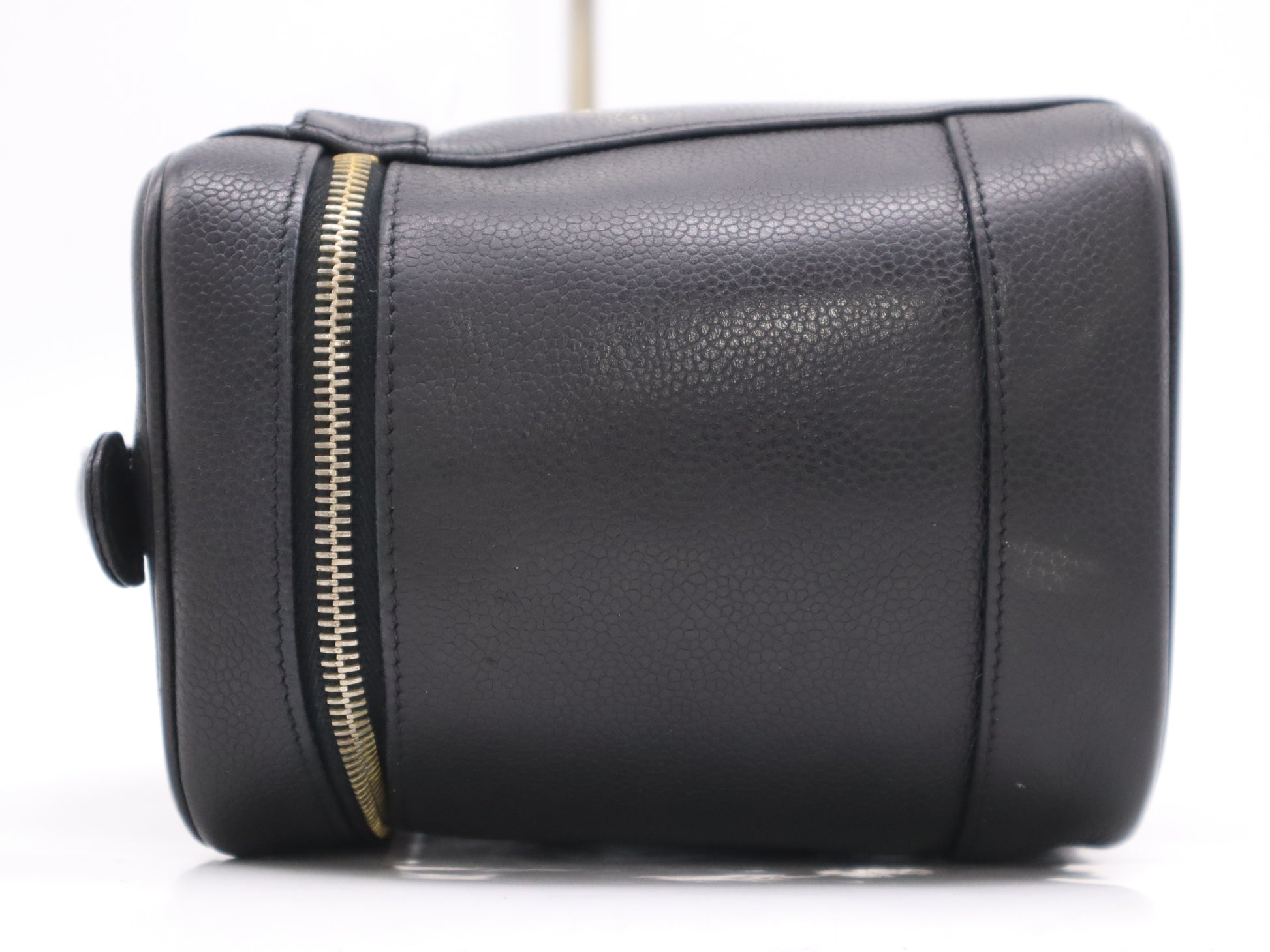 CHANEL? Caviar Skin Coco Mark Vanity Bag Black Handbag