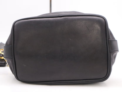 CHANEL Lambskin Coco Mark Drawstring Shoulder Bag, Black, GD Hardware, Seal, 1034426 Shoulder Bag