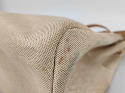 HERMES Airbag MM Handbag, □B Stamp, Toile H Leather, Natural Brown, Includes Cloche, Padlock, Two Keys, Box, Dust Bag, and Spare Bag