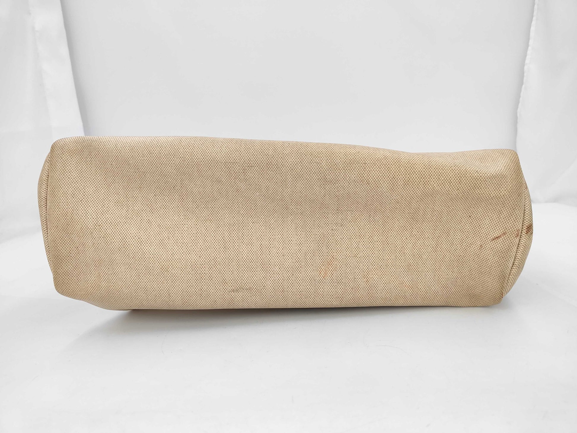 HERMES Airbag MM Handbag, □B Stamp, Toile H Leather, Natural Brown, Includes Cloche, Padlock, Two Keys, Box, Dust Bag, and Spare Bag