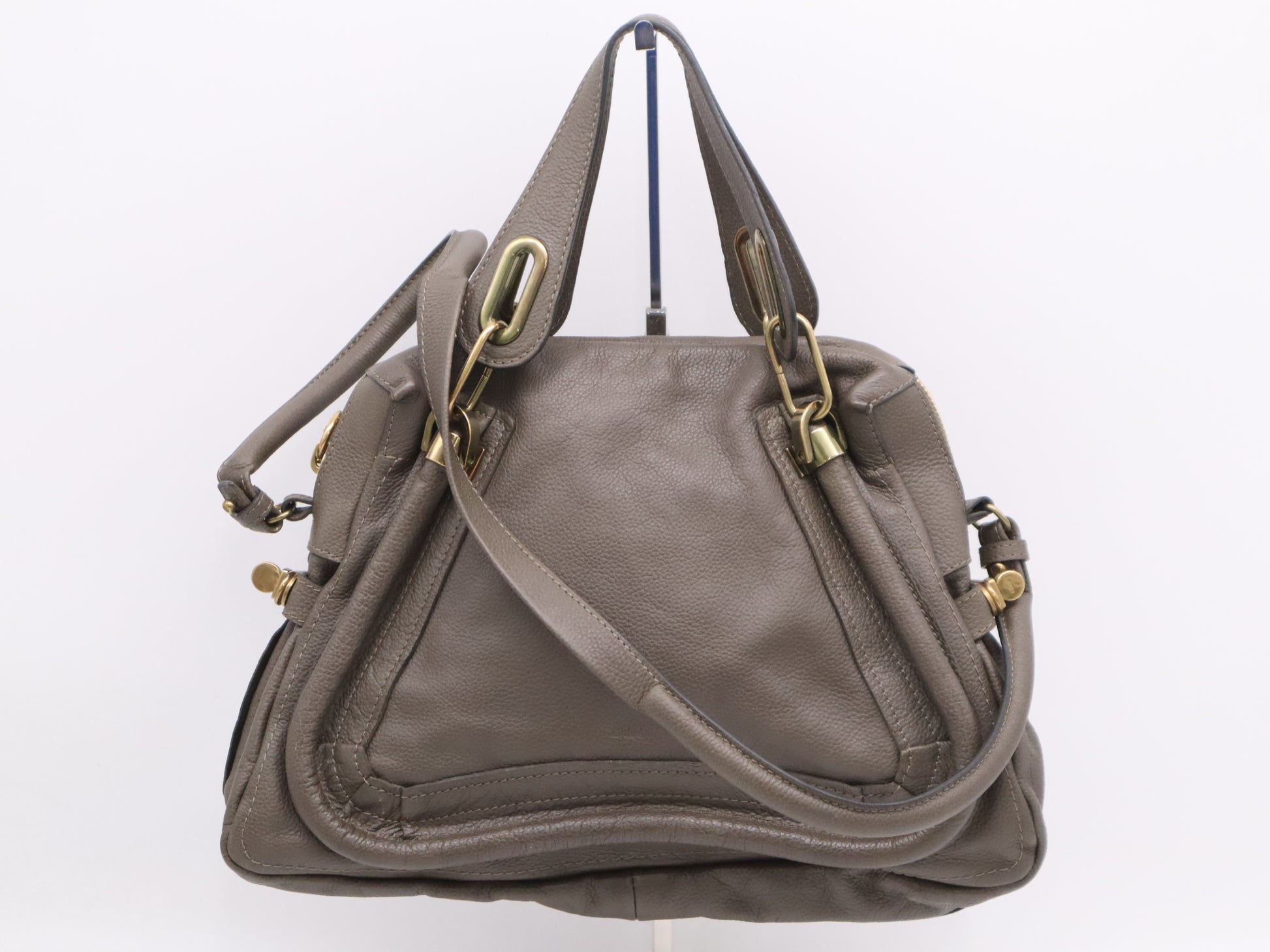 Chloe Paraty Large Khaki Grained Calf Leather Handbag