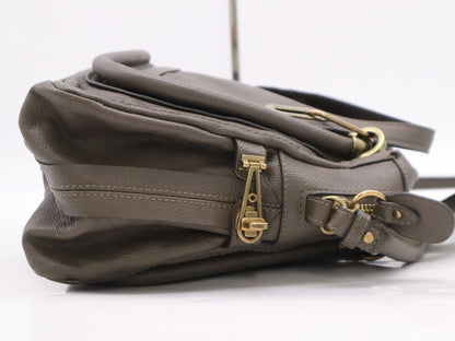 Chloe Paraty Large Khaki Grained Calf Leather Handbag