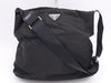 PRADA Nylon Triangle Logo Black Silver Hardware Shoulder Bag