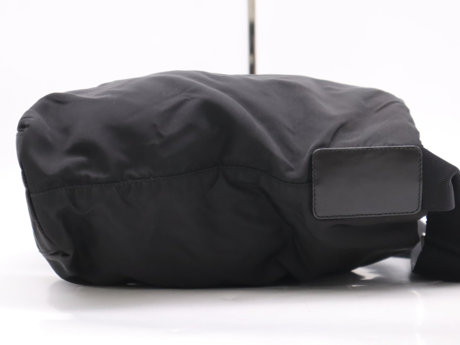 PRADA Nylon Triangle Logo Black Silver Hardware Shoulder Bag