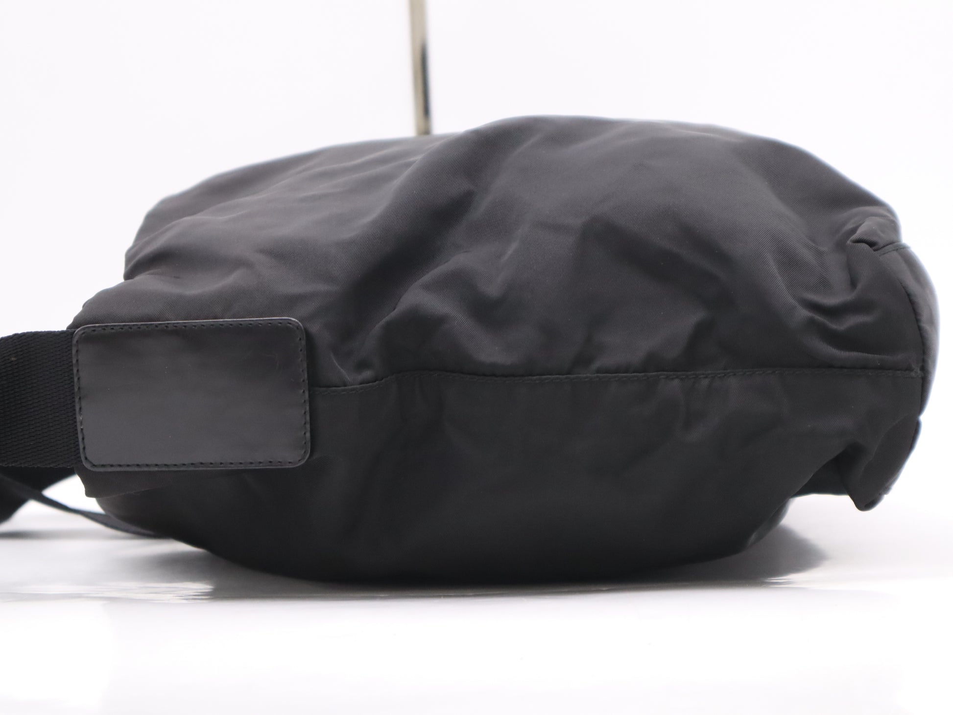 PRADA Nylon Triangle Logo Black Silver Hardware Shoulder Bag