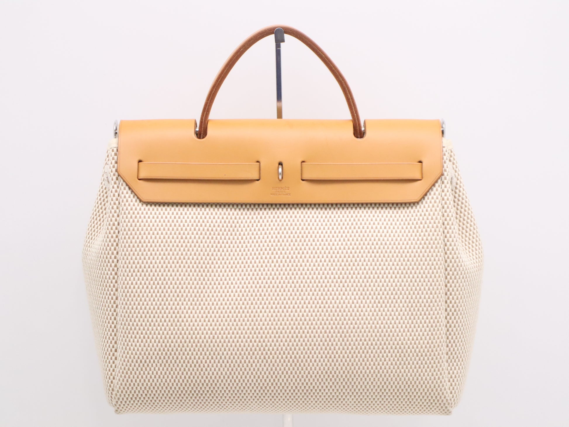 HERMES Canvas Air Bag PM Beige with Padlock, Two Keys, and Clochet, G Stamp, 2003 Handbag