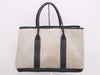 HERMES Toile H x Leather Garden Party MM Gray Black Tote Bag