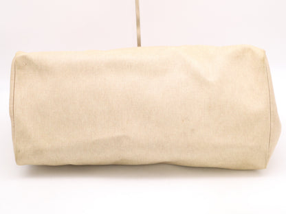 HERMES Toile Officier x Leather Air Bag GM Beige Brown with Padlock, 2 Keys, and Cloche. □B Stamp, 1998. Shoulder Bag.