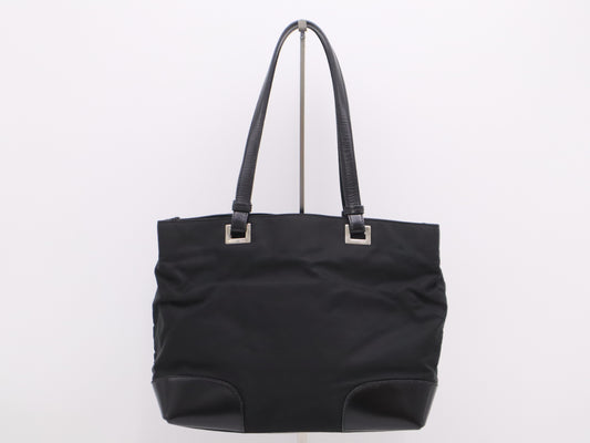 PRADA nylon triangle logo black tote bag