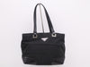 PRADA nylon triangle logo black tote bag