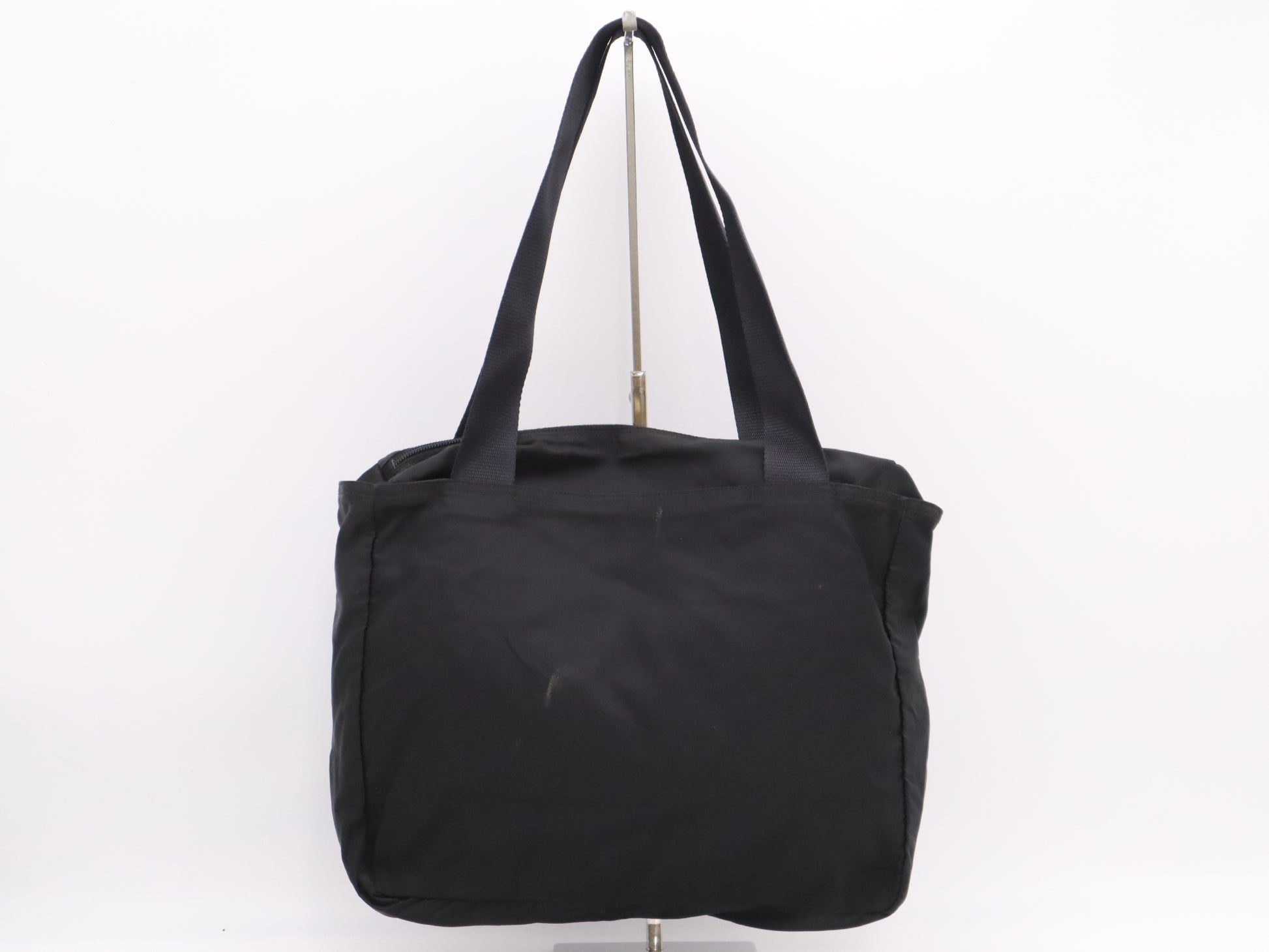 PRADA Nylon Triangle Logo Black Silver Hardware White Tag 123 Shoulder Bag