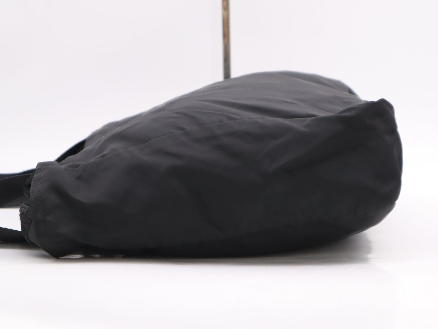 PRADA Nylon Triangle Logo Black Silver Hardware White Tag 123 Shoulder Bag