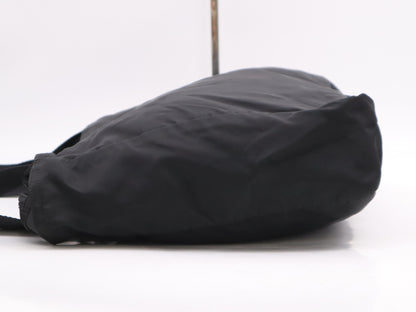 PRADA Nylon Triangle Logo Black Silver Hardware White Tag 123 Shoulder Bag