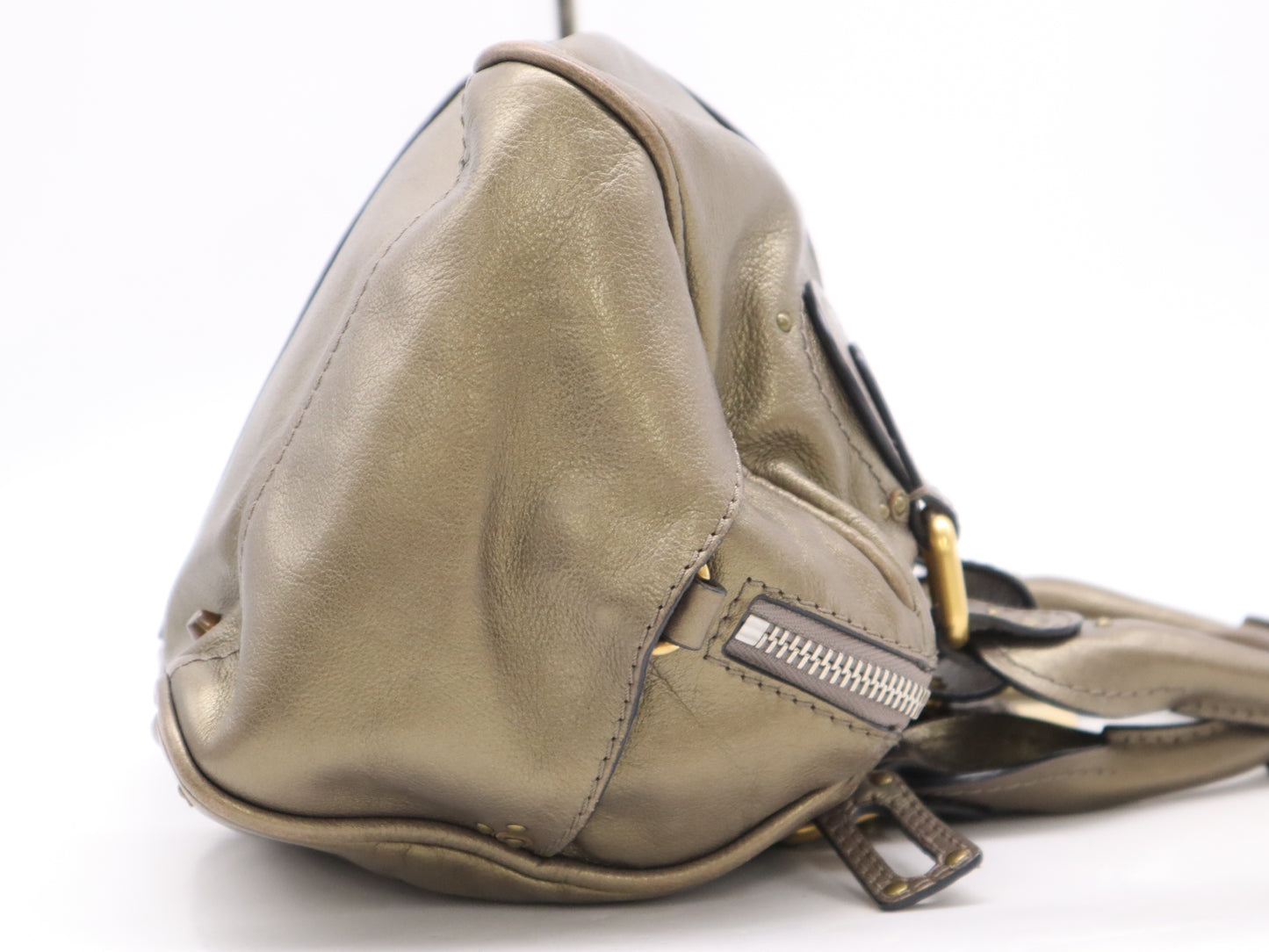 Chloe Leather Paddington Handbag with Shoulder Strap, Padlock, and Key