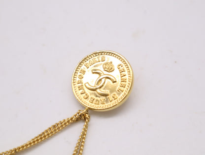 CHANEL GP Coco Mark Matelasse Gold Brooch