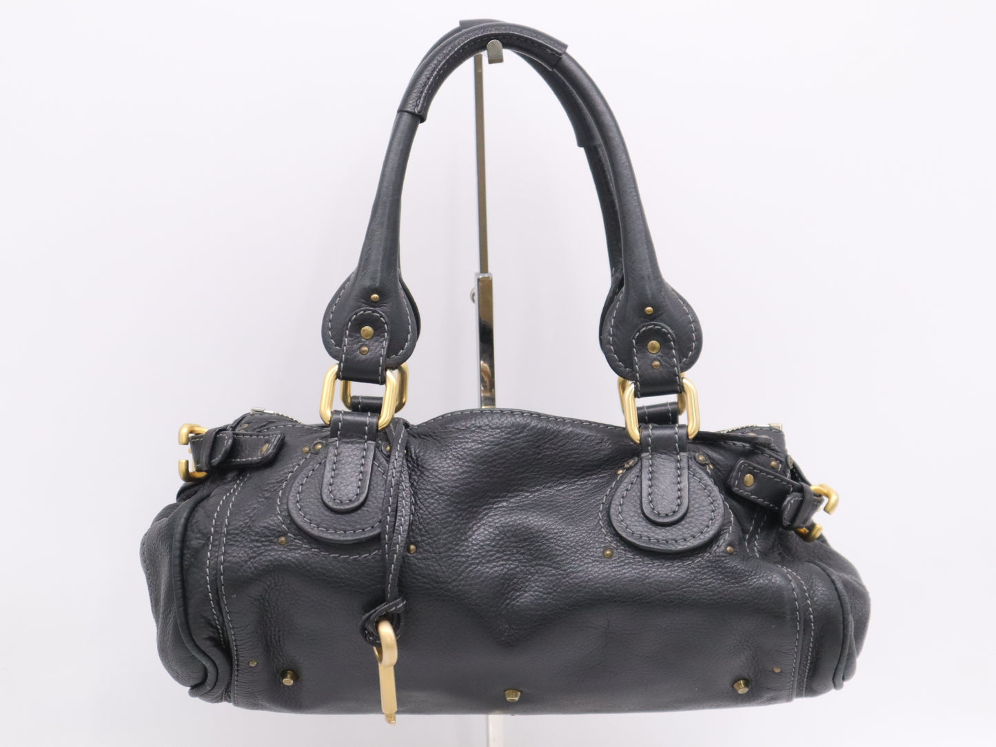 chloe Leather Paddington Black Padlock Key Handbag