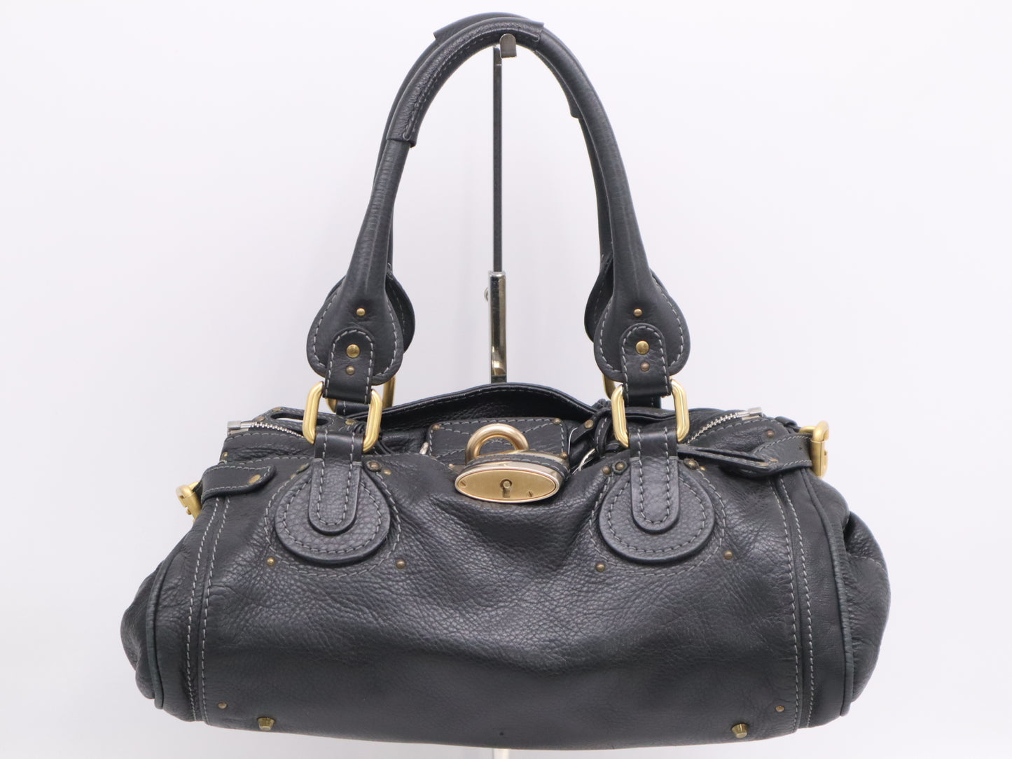 chloe Leather Paddington Black Padlock Key Handbag