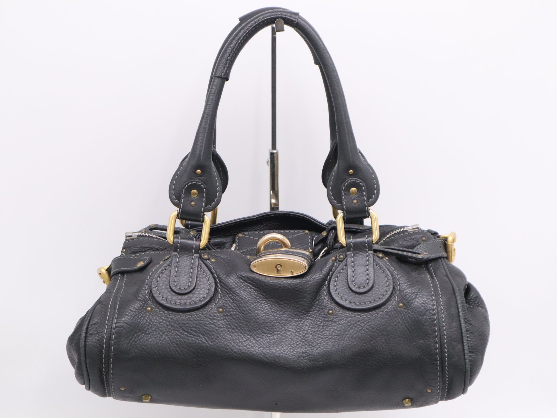 chloe Leather Paddington Black Padlock Key Handbag